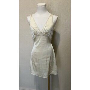 Shein, Women’s, Sleeveless, Plunging V-Neck, Midi, Slip Dress, Ivory, Size: XS